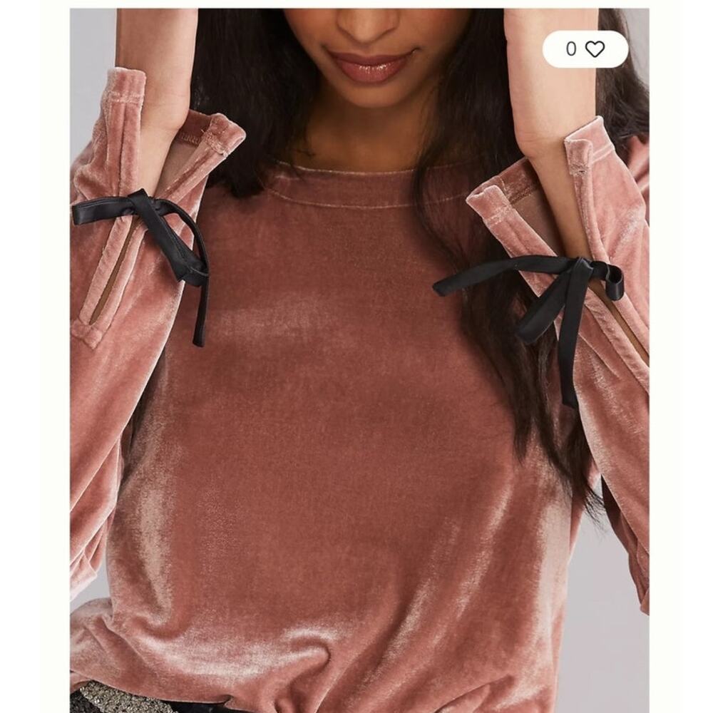 🍂 By Anthropologie Velvet Criss Cross Back Top | Size XS | Dusty Rose